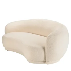 Macabane Canapé haricot 3 places en tissu bouclette écru LEOPOLD Beige Hot