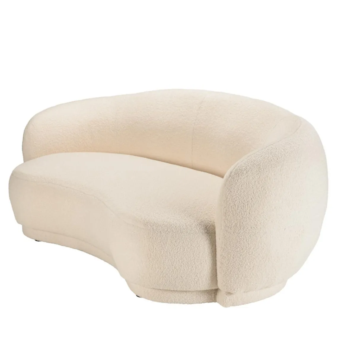 Macabane Canapé haricot 3 places en tissu bouclette écru LEOPOLD Beige Hot