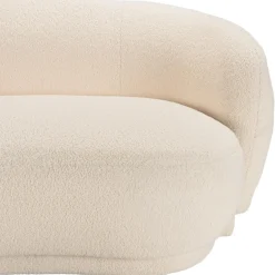 Macabane Canapé haricot 3 places en tissu bouclette écru LEOPOLD Beige Hot