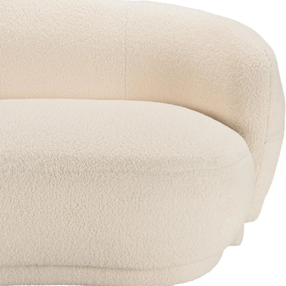 Macabane Canapé haricot 3 places en tissu bouclette écru LEOPOLD Beige Hot