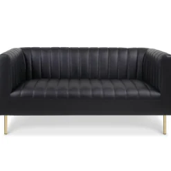 3S. x Home Canapé moderne 2 places à coutures verticales Sacramento Simili Noir Online