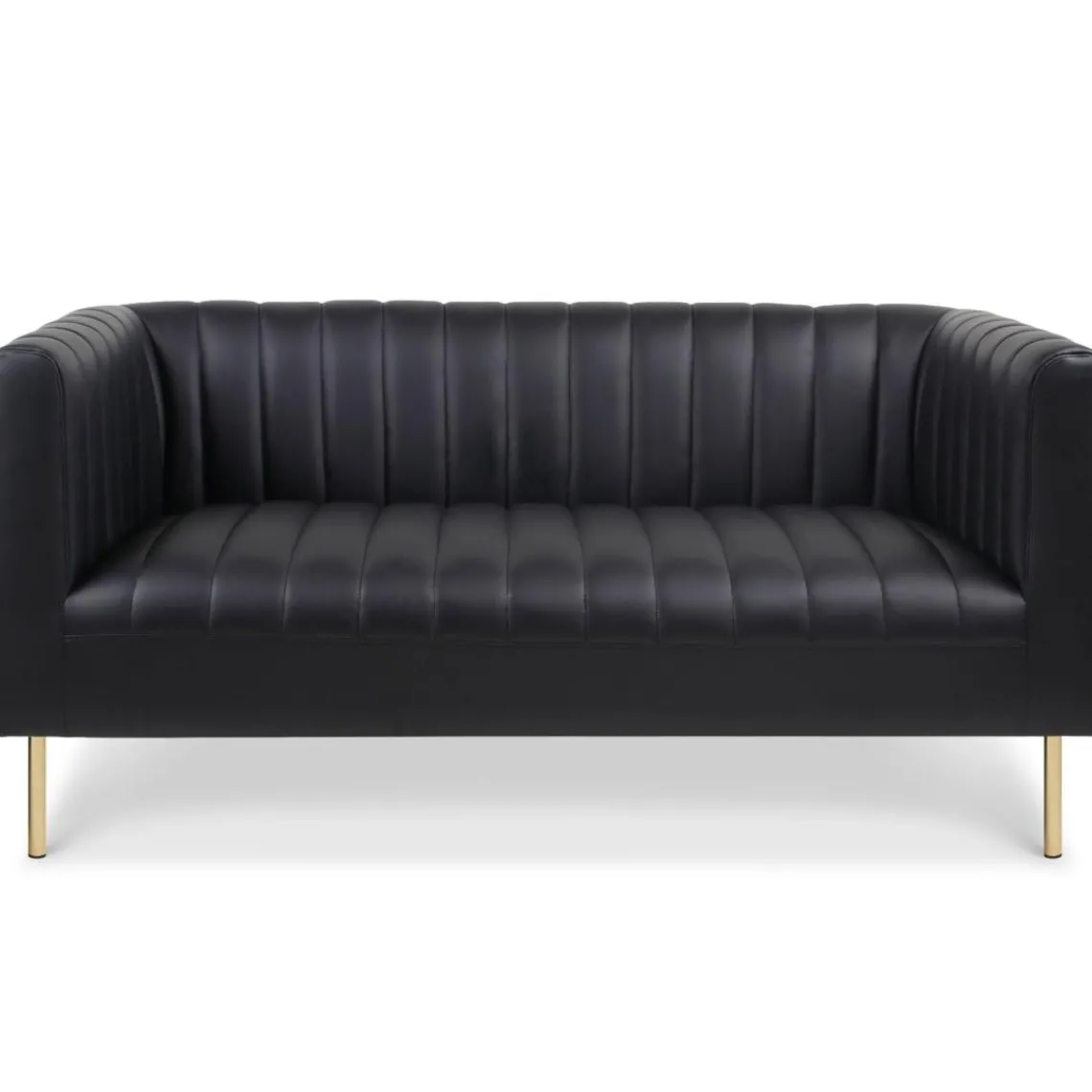 3S. x Home Canapé moderne 2 places à coutures verticales Sacramento Simili Noir Online