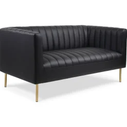 3S. x Home Canapé moderne 2 places à coutures verticales Sacramento Simili Noir Online