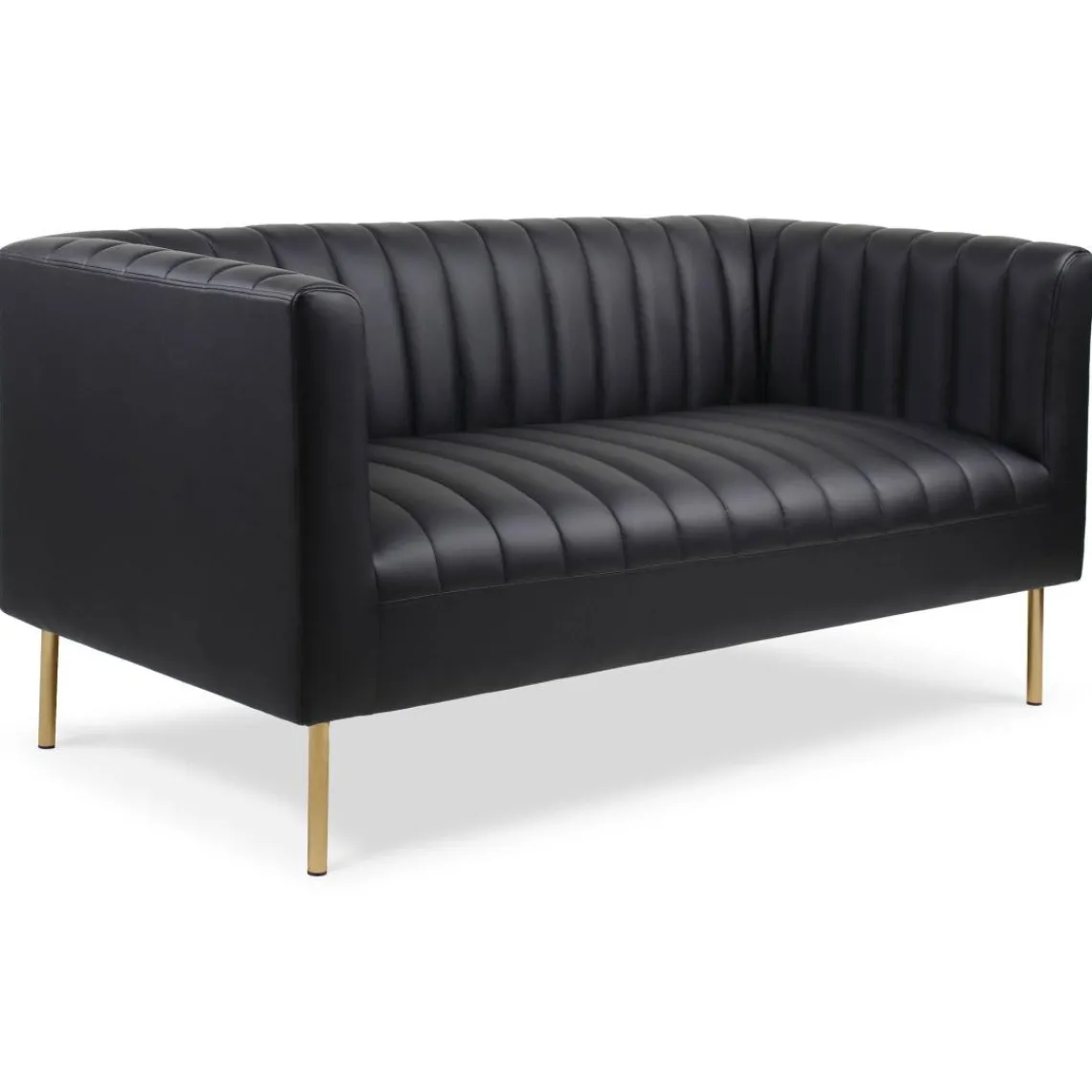 3S. x Home Canapé moderne 2 places à coutures verticales Sacramento Simili Noir Online