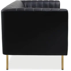 3S. x Home Canapé moderne 2 places à coutures verticales Sacramento Simili Noir Online