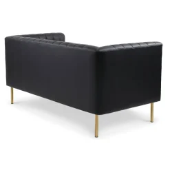 3S. x Home Canapé moderne 2 places à coutures verticales Sacramento Simili Noir Online