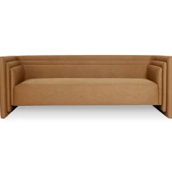 3S. x Home Canapé moderne 3 places style cubique Fredonia Tissu Marron New