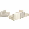 Macabane Canapé modulable 6 pièces bois de manguier et revetement coton GLORIA gris et beige Outlet