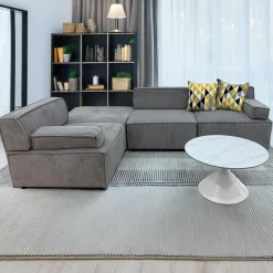 3S. x Home Canapé modulable Benoit Velours côtelé Gris Clearance