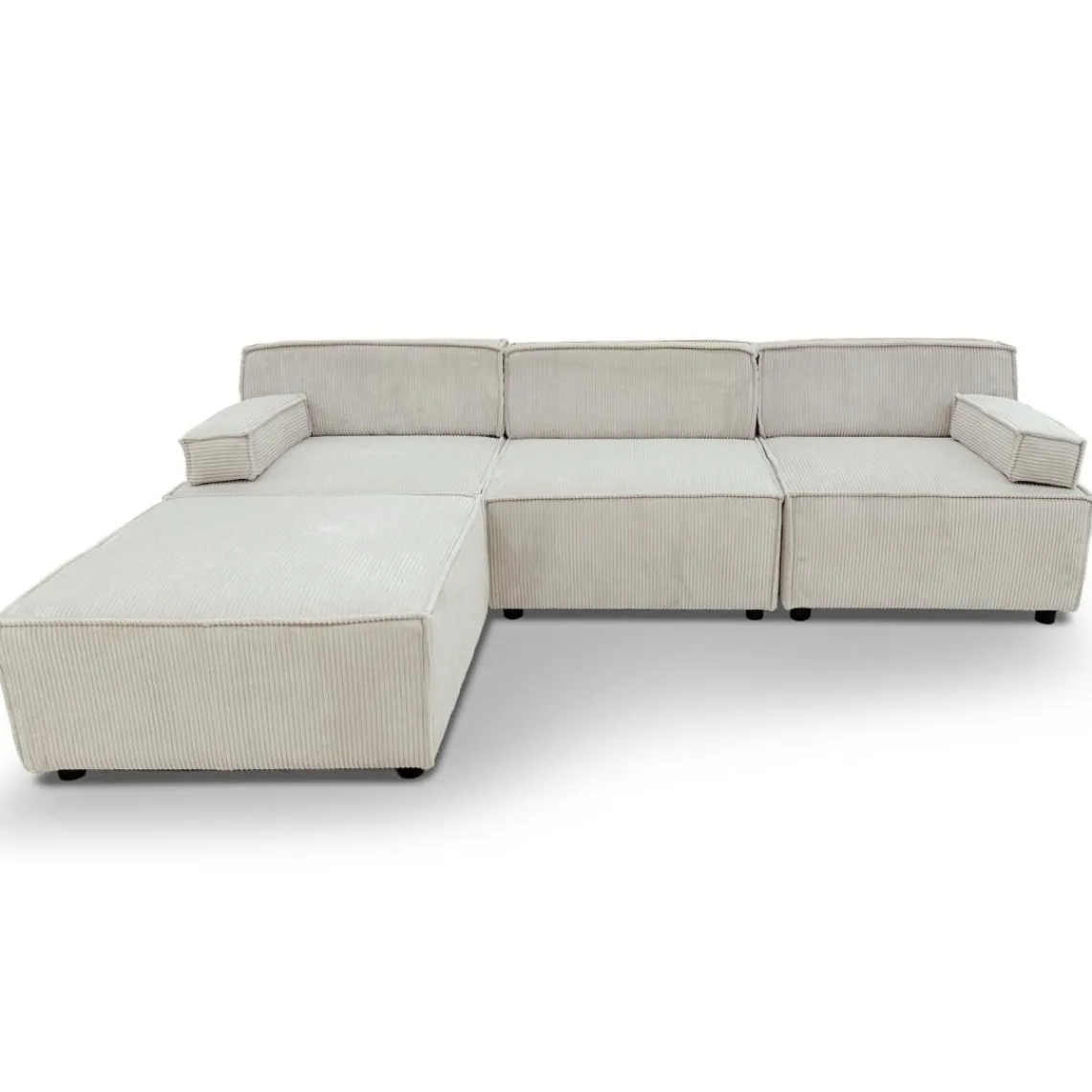 3S. x Home Canapé modulable Benoit Velours côtelé Crème New