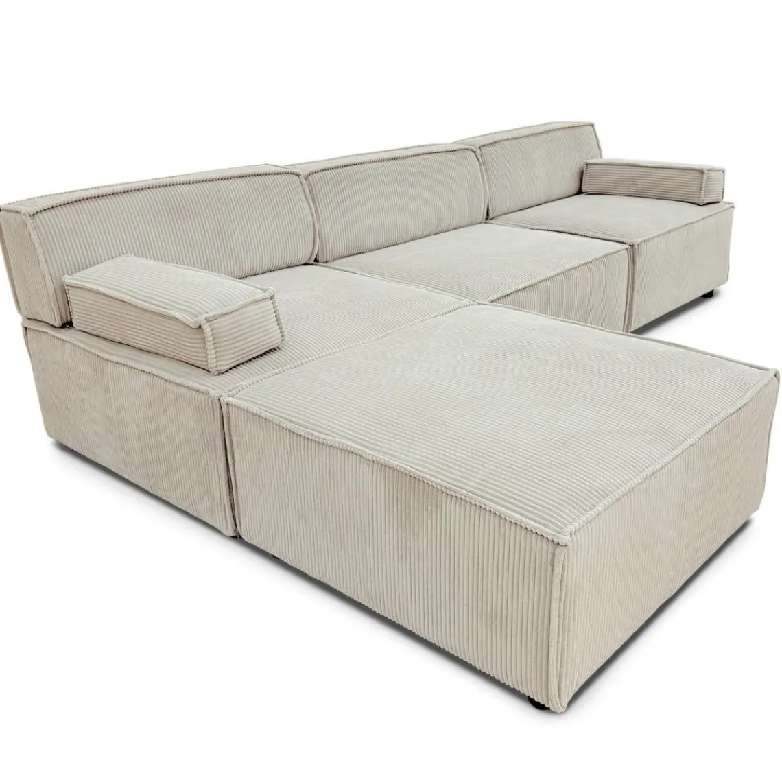 3S. x Home Canapé modulable Benoit Velours côtelé Crème New