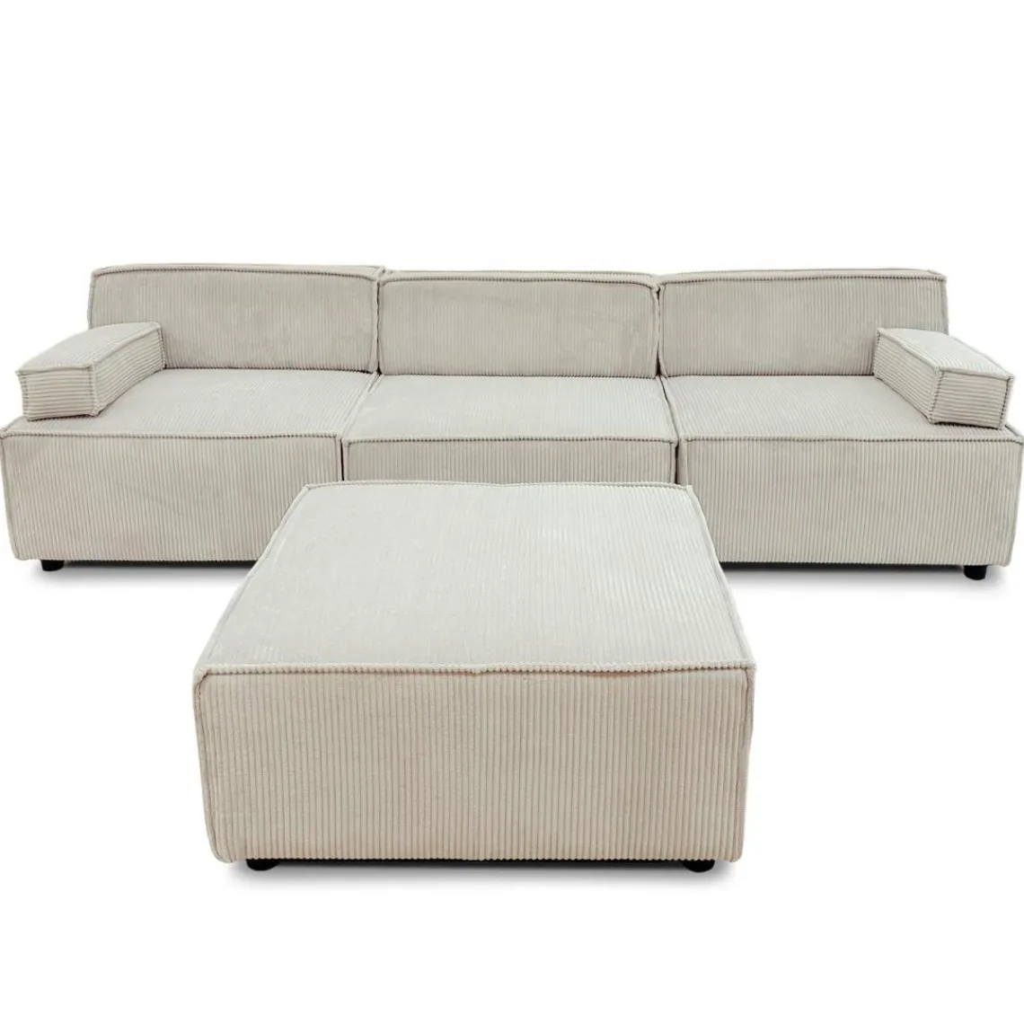 3S. x Home Canapé modulable Benoit Velours côtelé Crème New