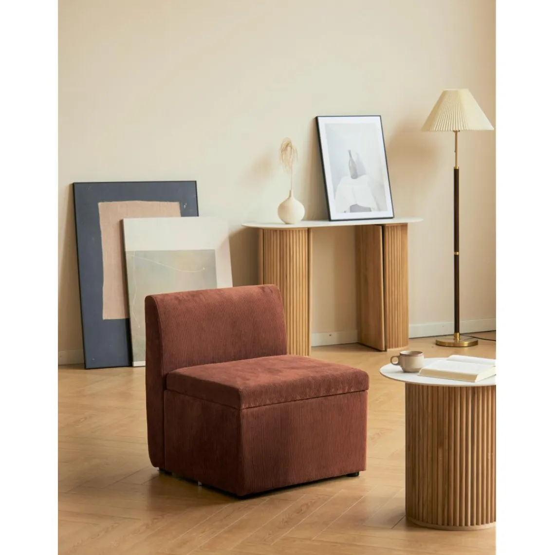 3S. x Home Canapé modulable VARDE design scandinave raffiné en velours avec mousse Clearance