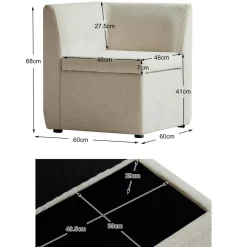 3S. x Home Canapé modulable VARDE design scandinave en velours côtelé avec mousse de densité supérie Sale