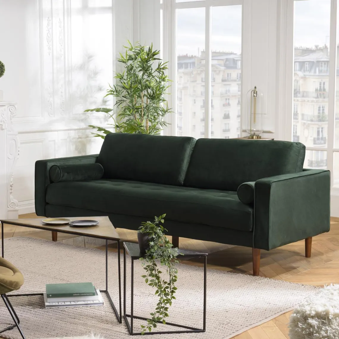 Macabane Canapé NOE 3 Places MADRID Vert Bouteille Best