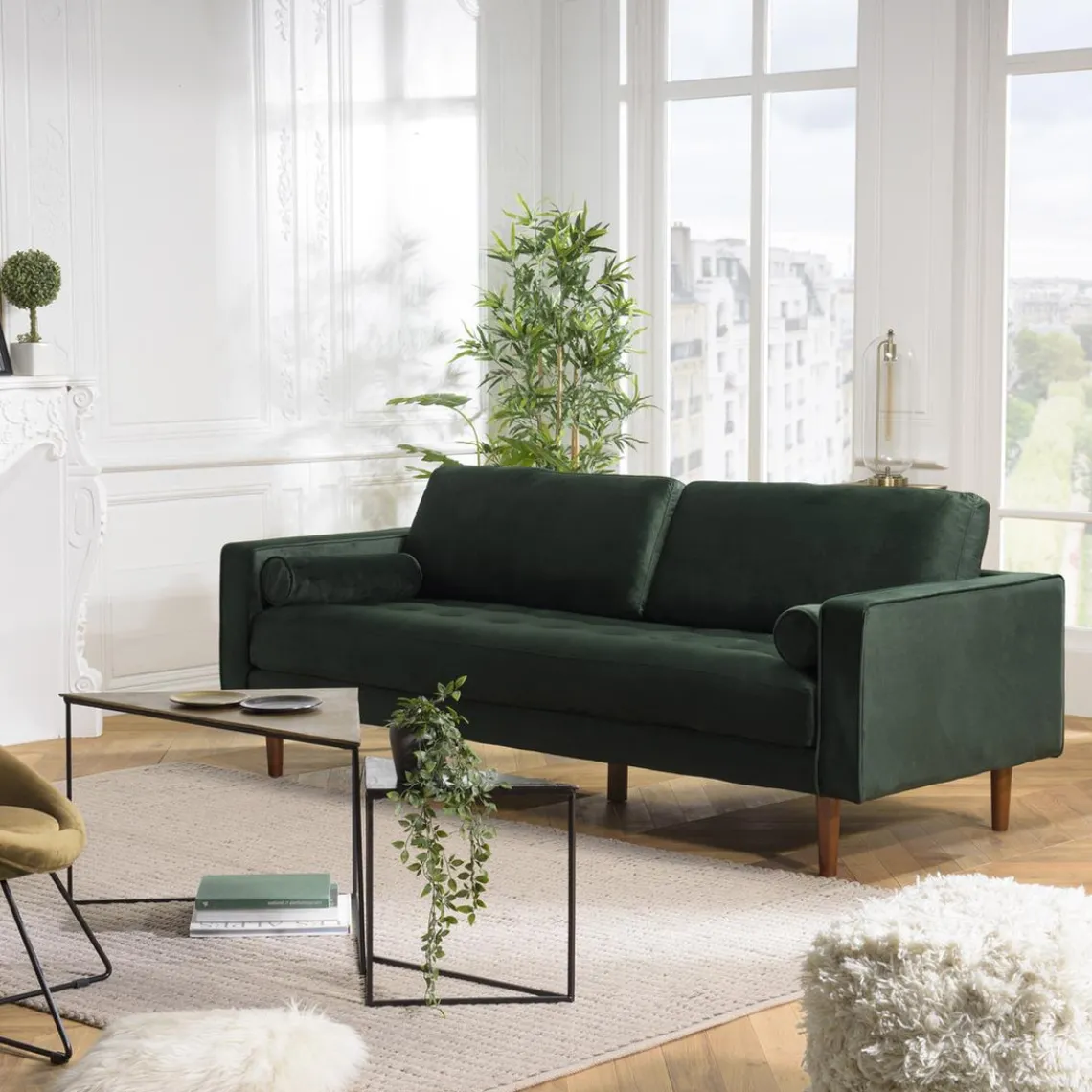 Macabane Canapé NOE 3 Places MADRID Vert Bouteille Best