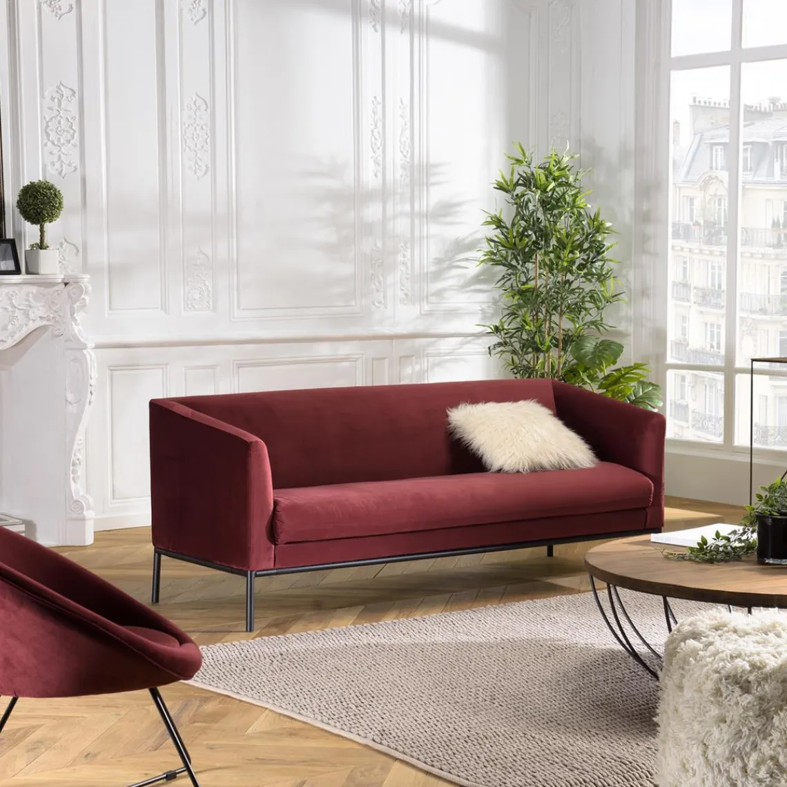 Macabane Canapé NOE 3 Places NEW YORK Bordeaux Hot