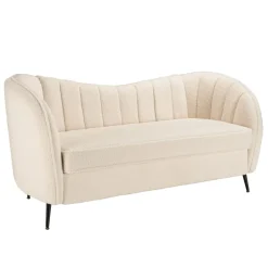 Macabane Canapé vague 2 places tissu bouclette écru LEOPOLD Beige
