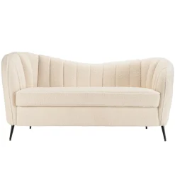 Macabane Canapé vague 2 places tissu bouclette écru LEOPOLD Beige