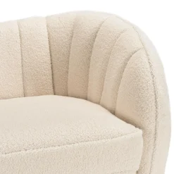 Macabane Canapé vague 2 places tissu bouclette écru LEOPOLD Beige