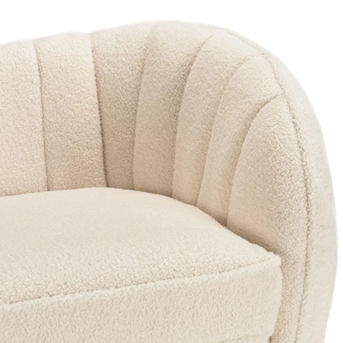 Macabane Canapé vague 2 places tissu bouclette écru LEOPOLD Beige