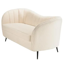 Macabane Canapé vague 2 places tissu bouclette écru LEOPOLD Beige
