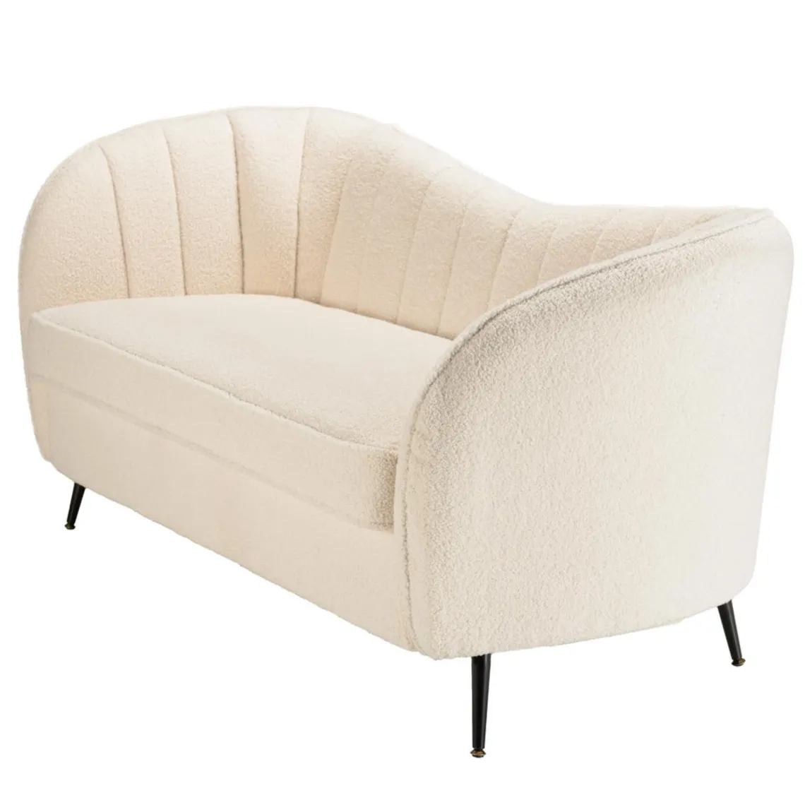 Macabane Canapé vague 2 places tissu bouclette écru LEOPOLD Beige