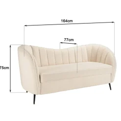 Macabane Canapé vague 2 places tissu bouclette écru LEOPOLD Beige