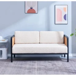 Nordlys Canape 2/3 Places en Metal Cannage Blanc Discount