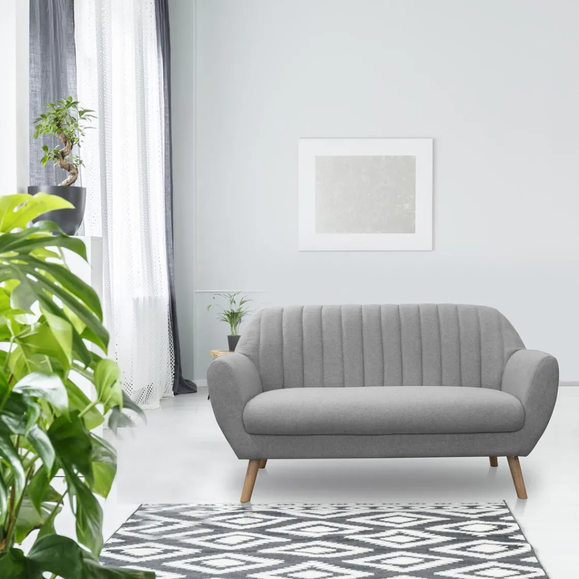 3S. x Home Canape 2 Places Sofia Tissu Gris Hot