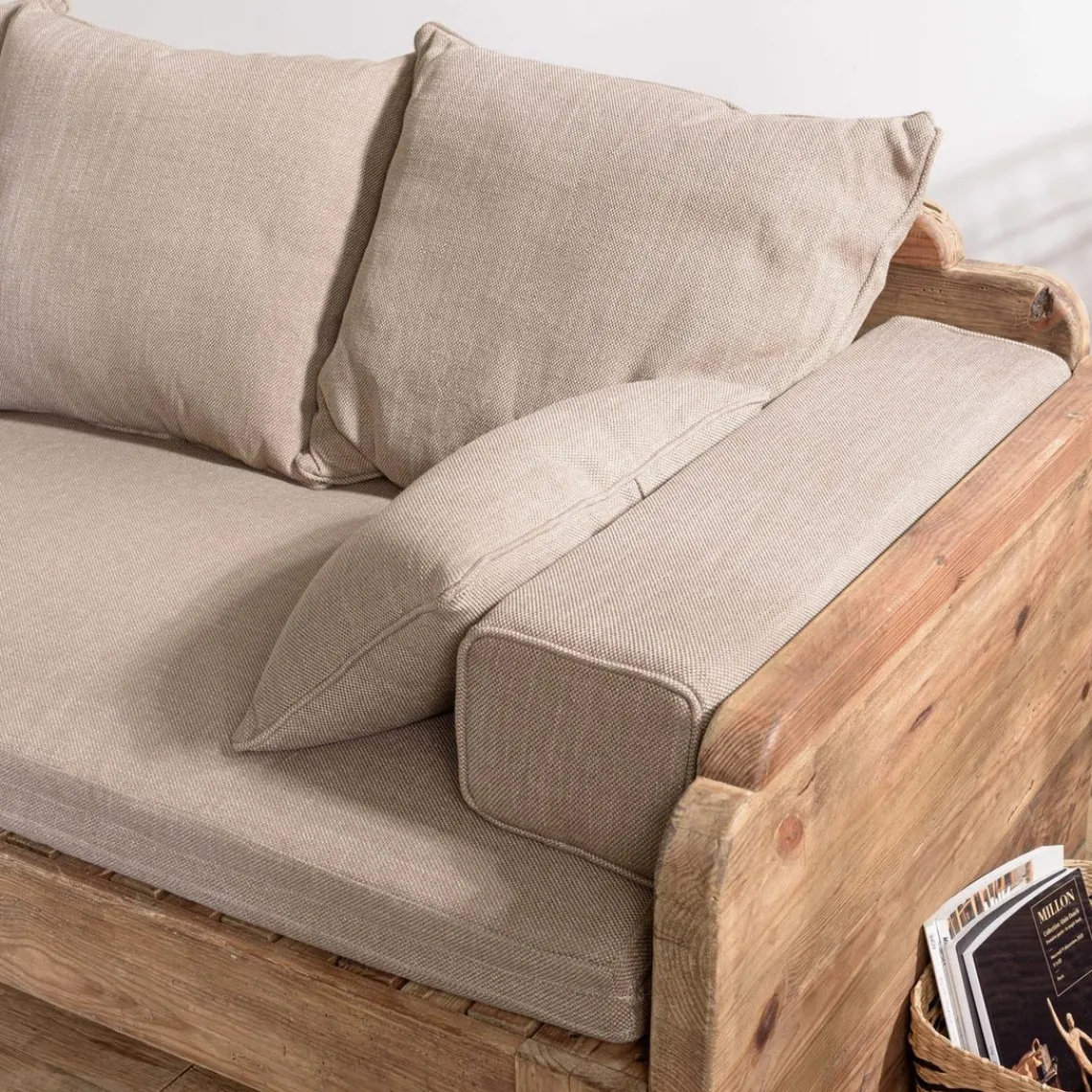 Macabane Canapé-lit bois Pin recyclé avec coussins Clearance