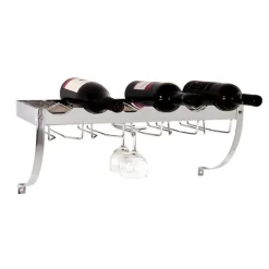 3S. x Home Casier à bouteilles en métal pour 6 bouteilles et 10 verres New