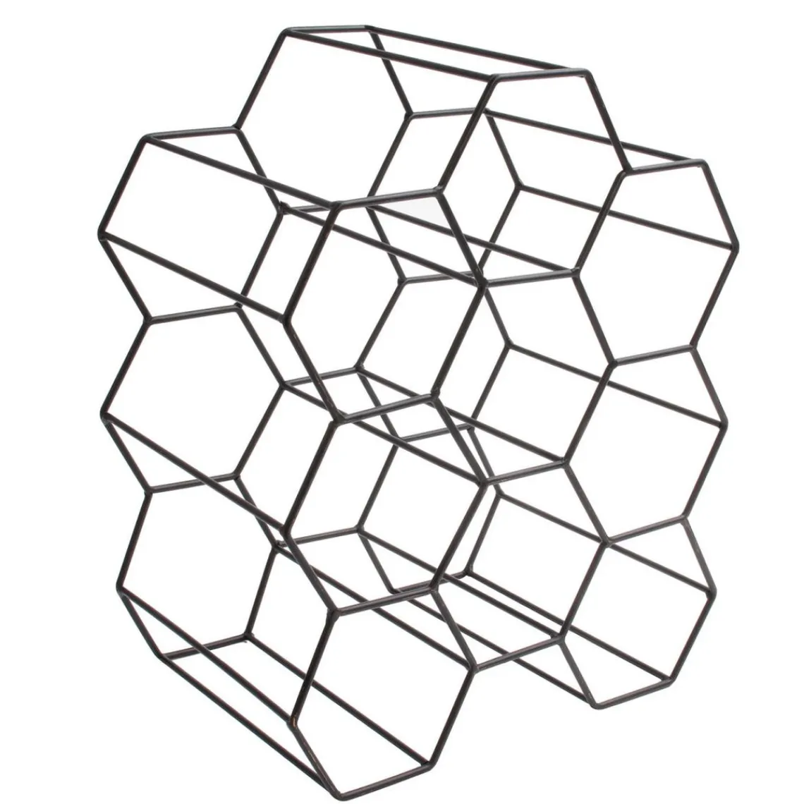 3S. x Home Casier a bouteilles filaire noir nid d'abeille DAKOTA