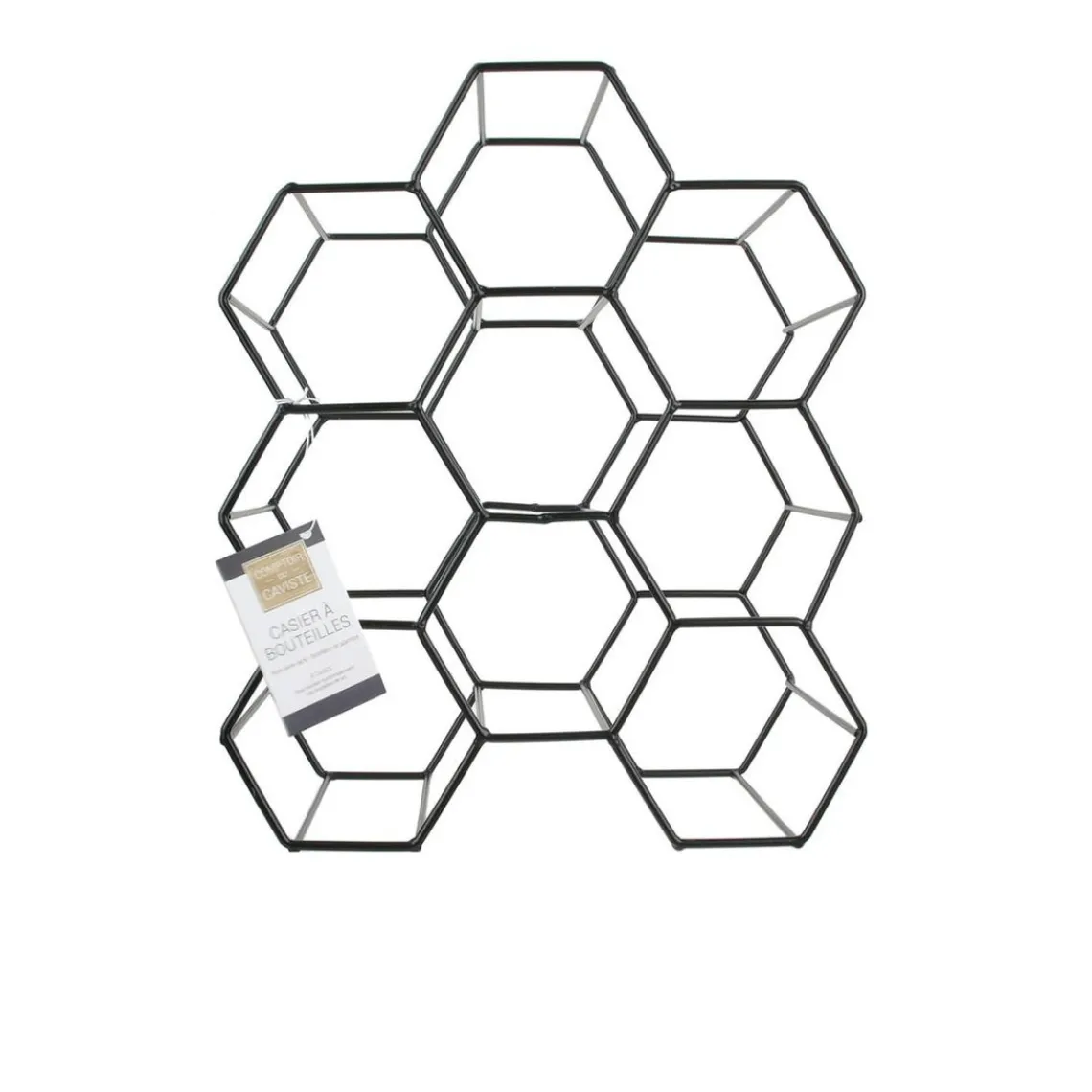3S. x Home Casier a bouteilles filaire noir nid d'abeille DAKOTA