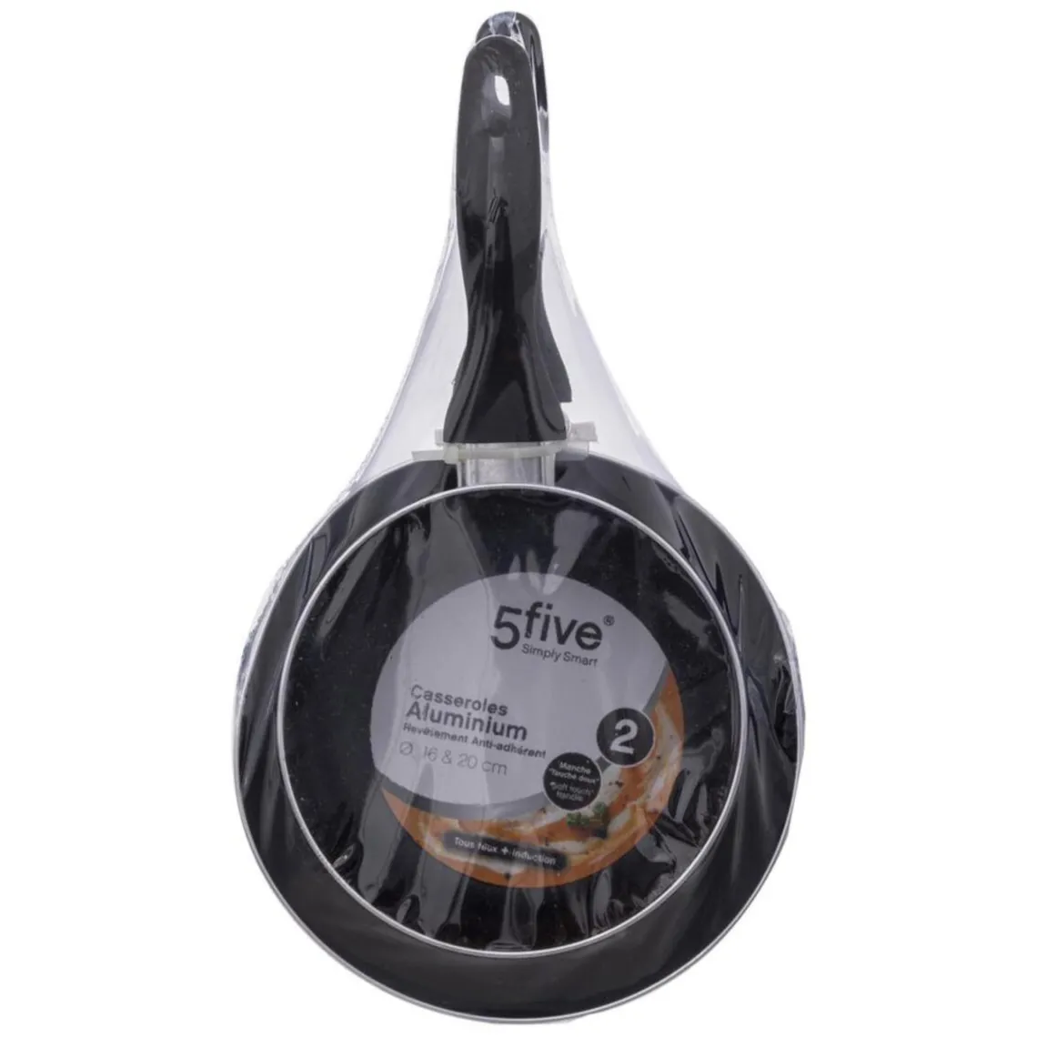 3S. x Home Casserole lot de 2 Induction 16et20cm noir en aluminium Outlet