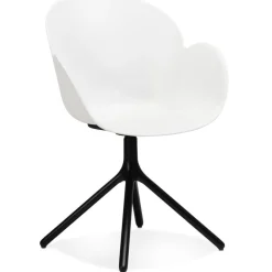 ALTEREGO Chaise avec accoudoirs 'APODIS' blanche en matière plastique