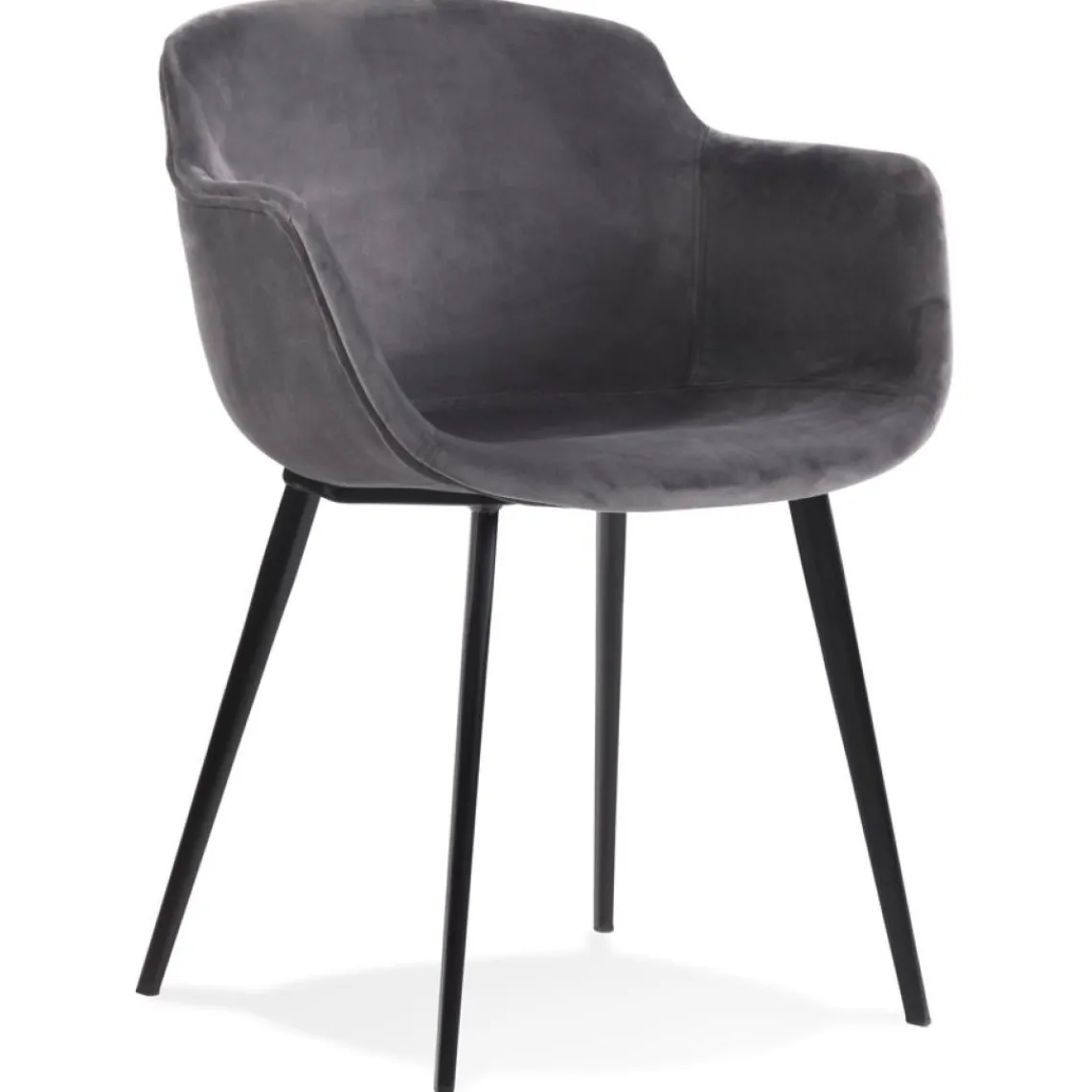 ALTEREGO Chaise avec accoudoirs 'ARMADA' en velours gris Discount
