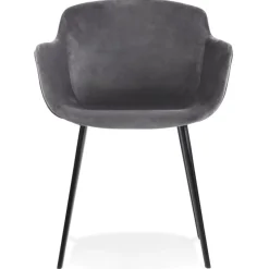 ALTEREGO Chaise avec accoudoirs 'ARMADA' en velours gris Discount