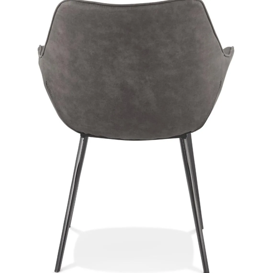 ALTEREGO Chaise avec accoudoirs 'CHIGI' gaufrée en microfibre gris foncé et pieds en métal noir New
