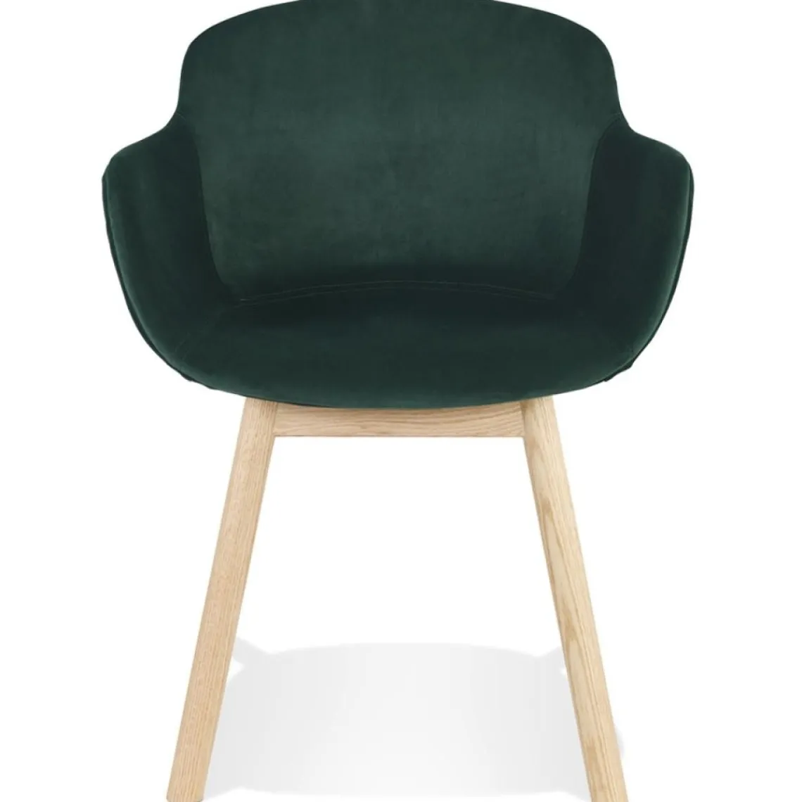 ALTEREGO Chaise avec accoudoirs 'FRIDA' en velours vert et pieds en bois naturel Best