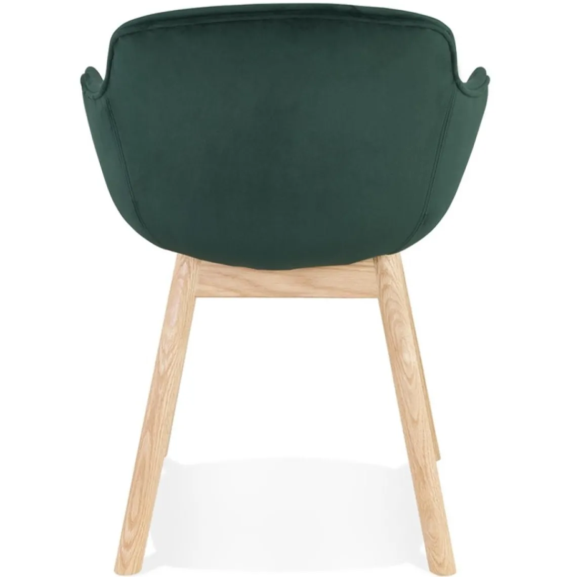 ALTEREGO Chaise avec accoudoirs 'FRIDA' en velours vert et pieds en bois naturel Best
