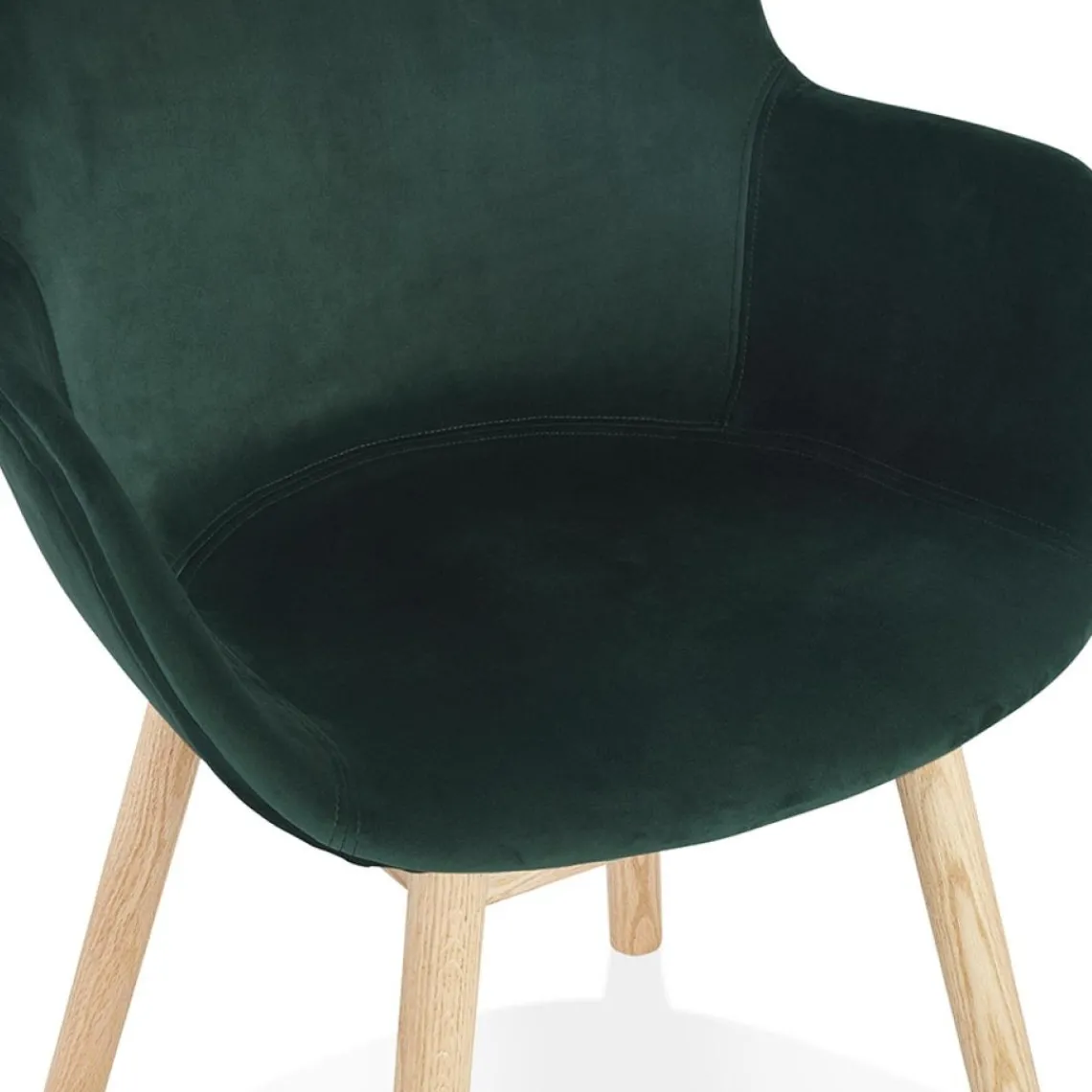 ALTEREGO Chaise avec accoudoirs 'FRIDA' en velours vert et pieds en bois naturel Best