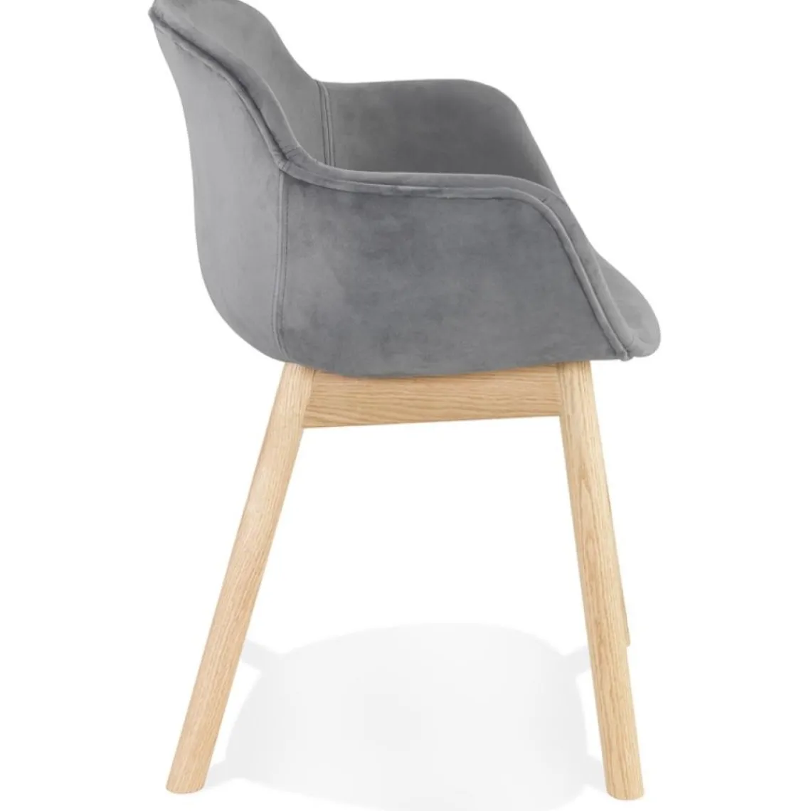 ALTEREGO Chaise avec accoudoirs 'FRIDA' en velours gris et pieds en bois naturel Outlet