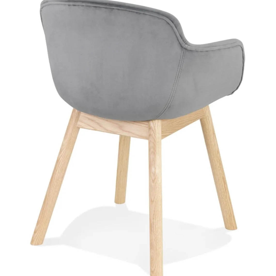 ALTEREGO Chaise avec accoudoirs 'FRIDA' en velours gris et pieds en bois naturel Outlet