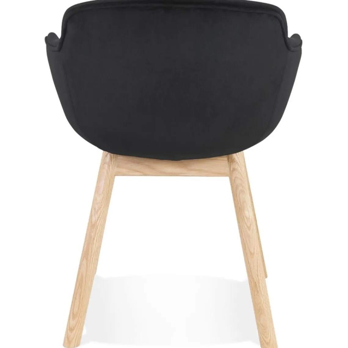 ALTEREGO Chaise avec accoudoirs 'FRIDA' en velours noir et pieds en bois naturel Discount