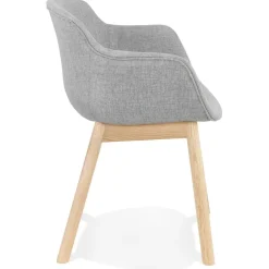 ALTEREGO Chaise avec accoudoirs 'LAMBIC' en tissu gris clair et pieds en bois naturel Sale