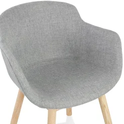 ALTEREGO Chaise avec accoudoirs 'LAMBIC' en tissu gris clair et pieds en bois naturel Sale