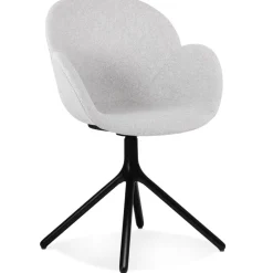 ALTEREGO Chaise avec accoudoirs 'LIBRA' en tissu gris clair et métal noir Sale