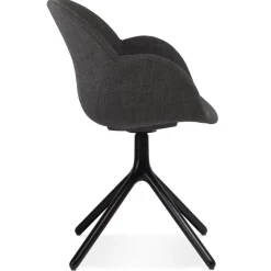 ALTEREGO Chaise avec accoudoirs 'LIBRA' en tissu gris foncé et métal noir Sale