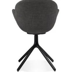 ALTEREGO Chaise avec accoudoirs 'LIBRA' en tissu gris foncé et métal noir Sale